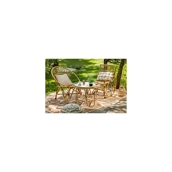 Table basse de jardin Rinca rotin naturel l.64 x h.50 cm Jardiline