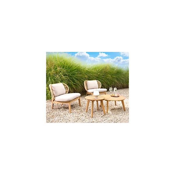 Table basse de jardin ronde en bois d'eucalyptus GoodHome Hania
