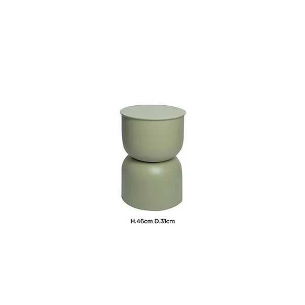 Table d'appoint ronde en métal vert sauge ⌀ 31 cm, Yuri