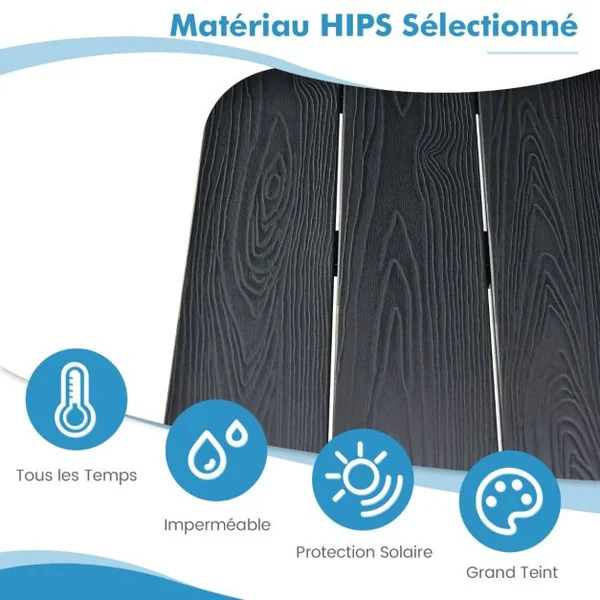 Table de Balcon Suspendue en HIPS et Métal Pliable avec Hauteur Réglable à 3 Niveaux Revêtement Antirouille Charge 30KG Noir/Marron