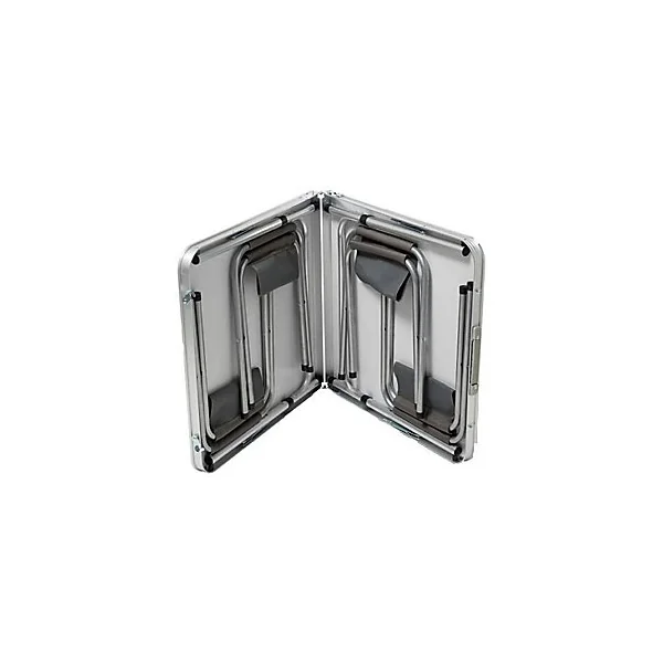 Table de camping + 4 tabourets gris Hespéride