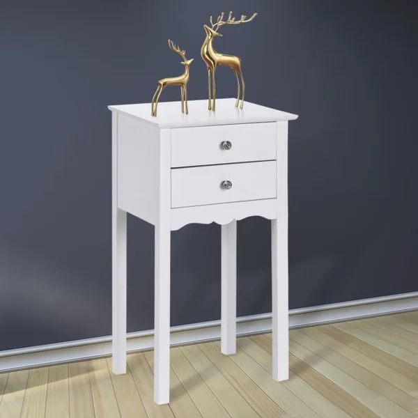 Table de Chevet avec 2 Tiroirs et Dispositif Anti-basculement 40 x 32 x 75 cm pour Chambre/Salon/Entrée/Couloir Noir