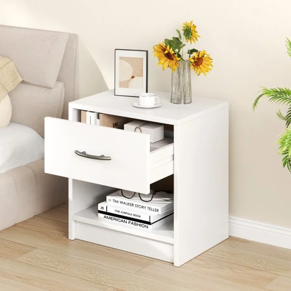 Table de Chevet avec Étagère de Rangement Ouverte Table Compacte 7 Couleurs au Choix