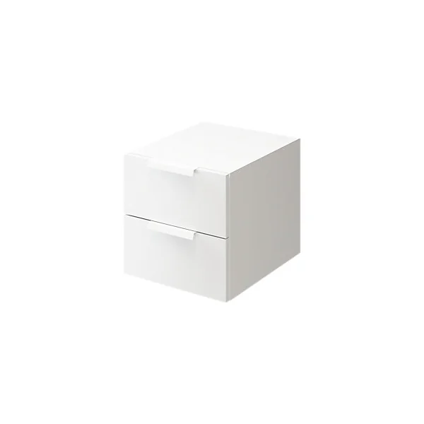 Table de chevet blanche 2 tiroirs GoodHome Atomia H. 37,5 x L. 37,5 x P. 45 cm