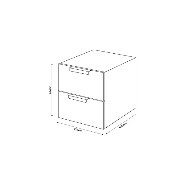 Table de chevet blanche 2 tiroirs GoodHome Atomia H. 37,5 x L. 37,5 x P. 45 cm