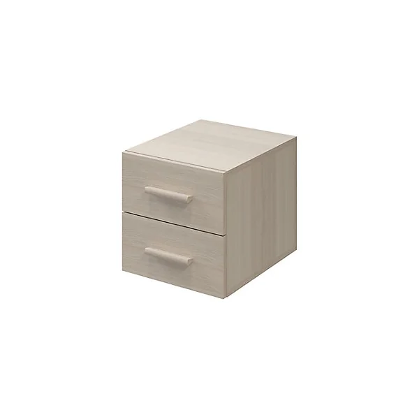 Table de chevet effet chêne 2 tiroirs GoodHome Atomia H. 37,5 x L. 37,5 x P. 45 cm