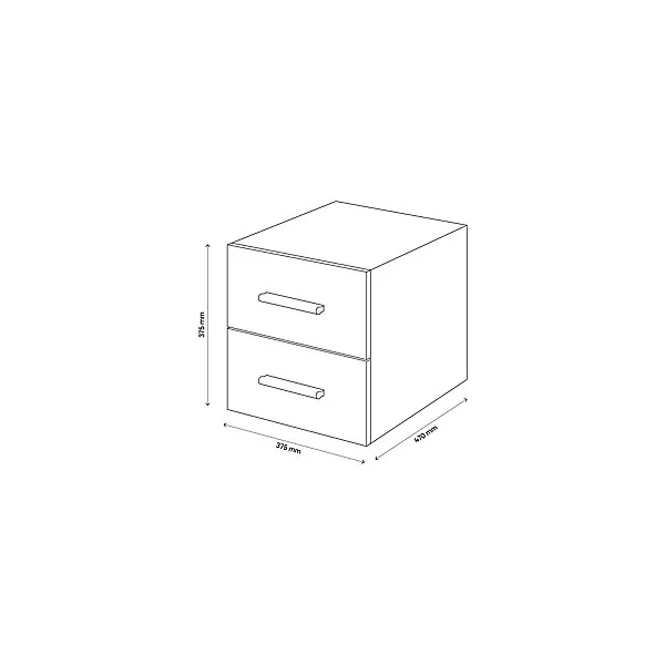 Table de chevet effet chêne 2 tiroirs GoodHome Atomia H. 37,5 x L. 37,5 x P. 45 cm
