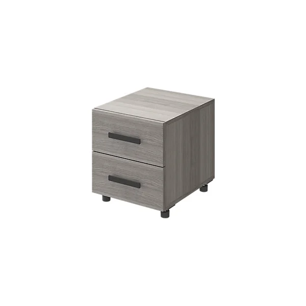 Table de chevet sur pieds effet chêne grisé 2 tiroirs GoodHome Atomia H. 42,5 x L. 37,5 x P. 45 cm