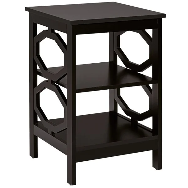 Table de Chevet Table d'Appoint à 3 Niveaux Table Basse Simple et Contemporain pour Chambre Salon 40x40x61cm Noir