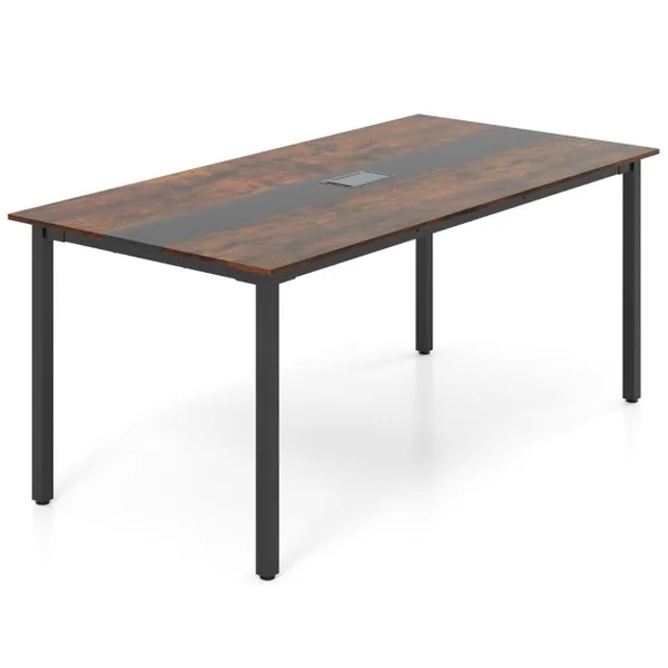 Table de Conférence Table de Réunion 180 x 90 CM pour 8-10 Personnes Table de Tavail Séminaire Rectangulaire Marron Rustique