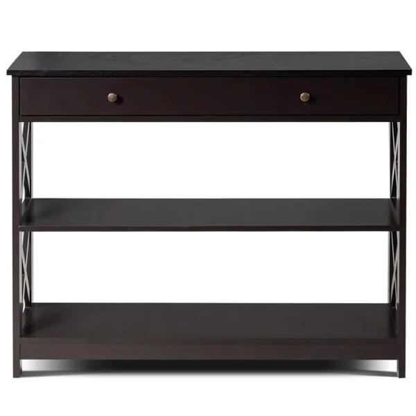Table de Console Table d’entrée avec 1 tiroir et 2 étagères de rangement 99,8 x 29,8 x 80,2 CM Gris/Marron/Blanc/Noir/Bleu