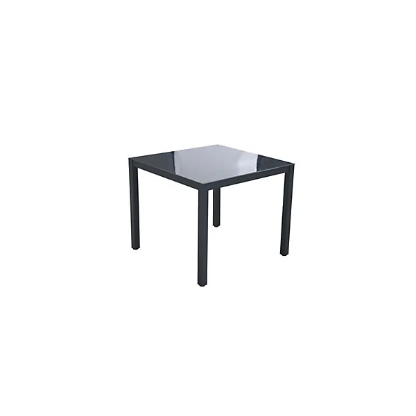 Table de jardin carré aluminium et verre gris mat L 90 x l 90 x H 75 cm Faro