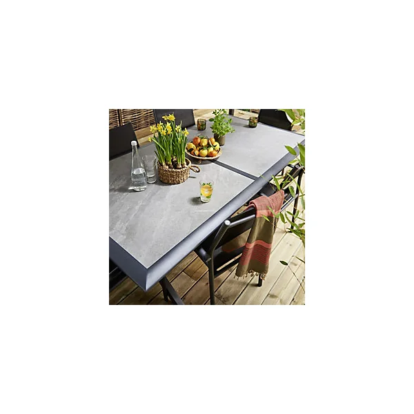Table de jardin Ceram 198 en aluminium coloris graphite L.198 x l.104 x H.74 cm