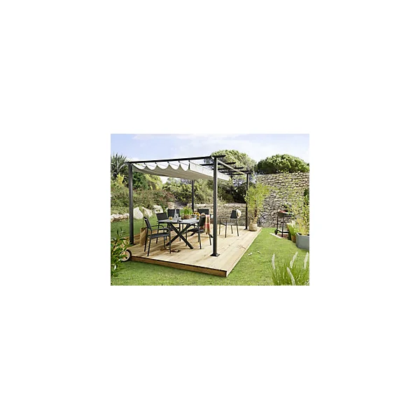 Table de jardin Ceram 198 en aluminium coloris graphite L.198 x l.104 x H.74 cm