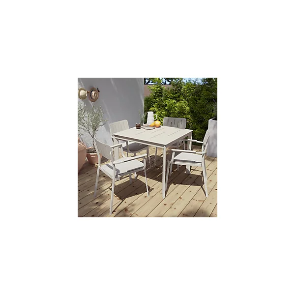 Table de jardin en aluminium Santa Cruz GoodHome coloris peyote 2-4 personnes