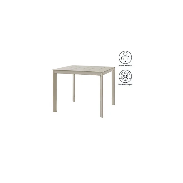 Table de jardin en aluminium Santa Cruz GoodHome coloris peyote 2-4 personnes