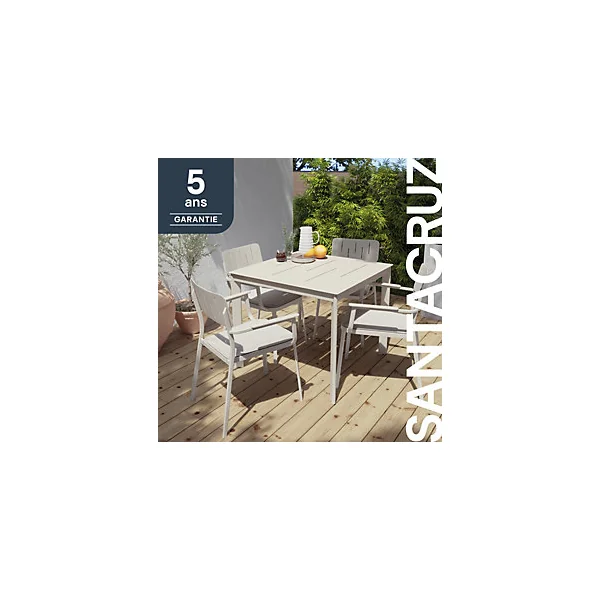 Table de jardin en aluminium Santa Cruz GoodHome coloris peyote 2-4 personnes