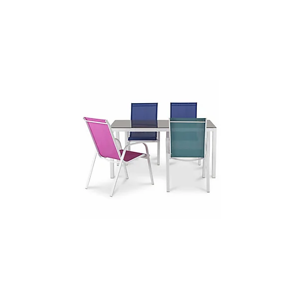 Table de jardin en métal Janeiro blanche 150 x 90 cm