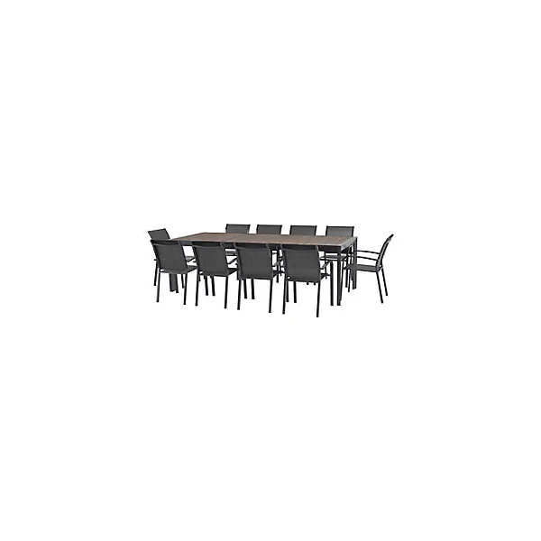 Table de jardin Evasion en aluminium coloris seigle L.274 x l.110 x H.77 cm
