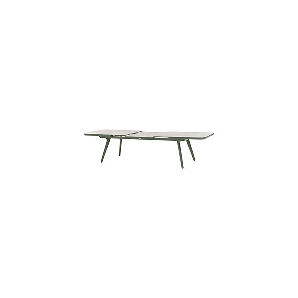 Table de jardin extensible 10-12 personnes Pulpy coloris vert Hespéride L.239/299 x l.100 x H.76,5 cm