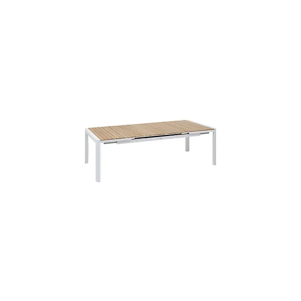 Table de jardin extensible 8-12 personnes Paradize coloris acacia et blanc Hespéride L.195/255 x l.120 x H.77 cm
