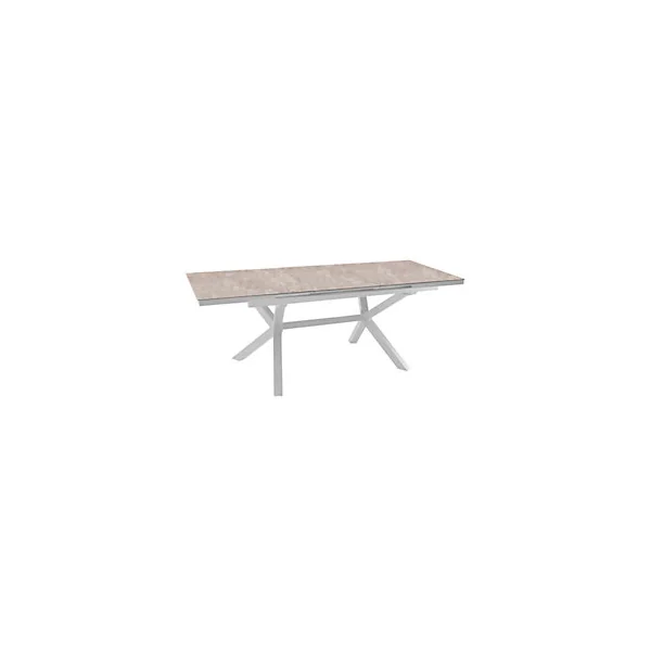 Table de jardin extensible Absolu blanc céramique Downtown Proloisirs L.180/240 x l.100 x H.76,5 cm