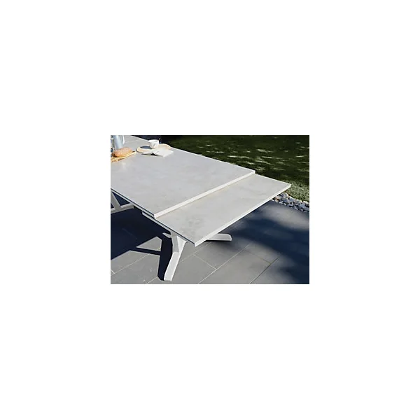 Table de jardin extensible Absolu blanc céramique Downtown Proloisirs L.180/240 x l.100 x H.76,5 cm