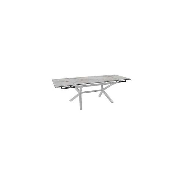 Table de jardin extensible Absolu blanc céramique Praline Proloisirs L.180/280 x l.100 x H.76,5 cm