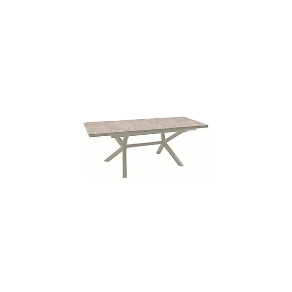 Table de jardin extensible Absolu crème céramique Downtown Proloisirs L.180/240 x l.100 x H.76,5 cm