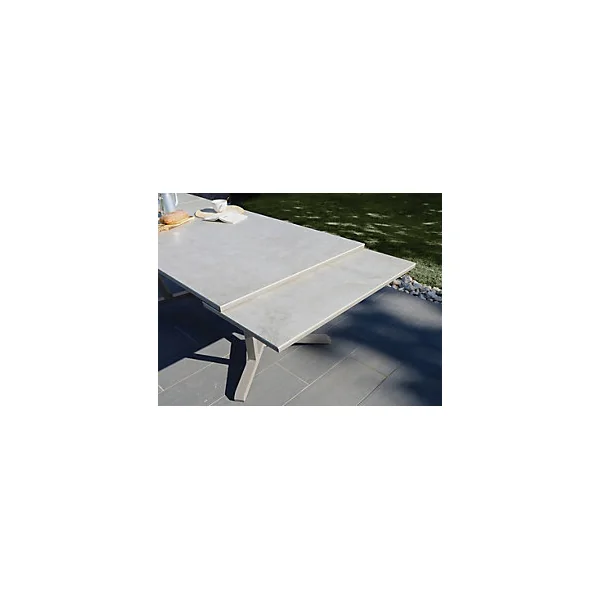 Table de jardin extensible Absolu crème céramique Downtown Proloisirs L.180/240 x l.100 x H.76,5 cm