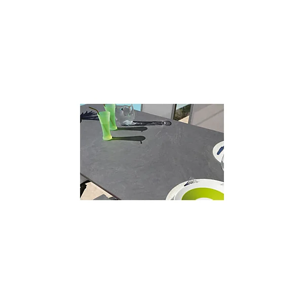 Table de jardin extensible Absolu crème HPL ardoise L.180/280 x l.100 x H.76 cm Proloisirs