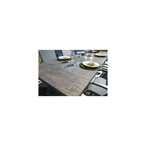 Table de jardin extensible Absolu crème HPL bambou L.180/280 x l.100 x H.76 cm Proloisirs