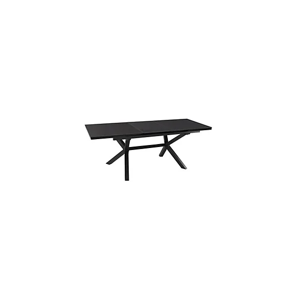 Table de jardin extensible Absolu Proloisirs céramique mat coloris Black Boreal châssis graphite P.100 cm x L.180/240 cm x H.77 cm