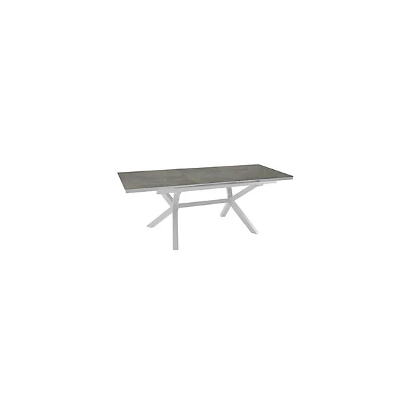 Table de jardin extensible Absolu Proloisirs céramique mat coloris Lucca châssis blanc P.100 cm x L.180/240 cm x H.77 cm