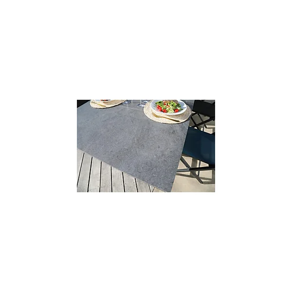 Table de jardin extensible Absolu Proloisirs céramique mat coloris Lucca châssis blanc P.100 cm x L.180/280 cm x H.77.5 cm