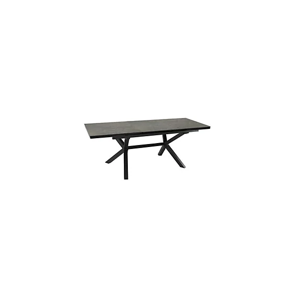 Table de jardin extensible Absolu Proloisirs céramique mat coloris Lucca châssis graphite P.100 cm x L.180/240 cm x H.77 cm