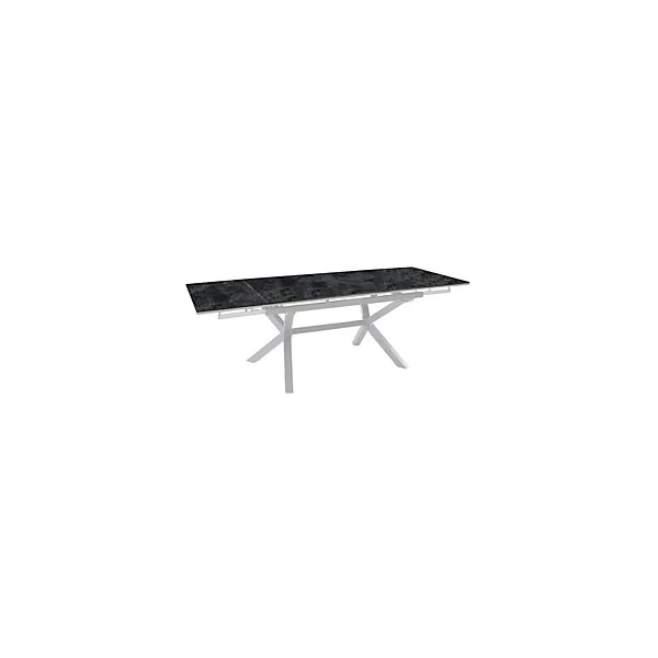 Table de jardin extensible Absolu Proloisirs céramique mat coloris Magma châssis blanc P.100 cm x L.180/280 cm x H.77.5 cm