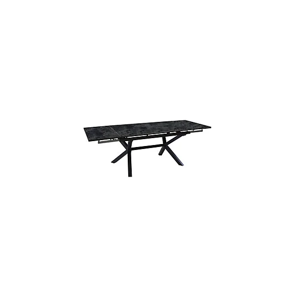 Table de jardin extensible Absolu Proloisirs céramique mat coloris Magma châssis graphite P.100 cm x L.180/280 cm x H.77.5 cm