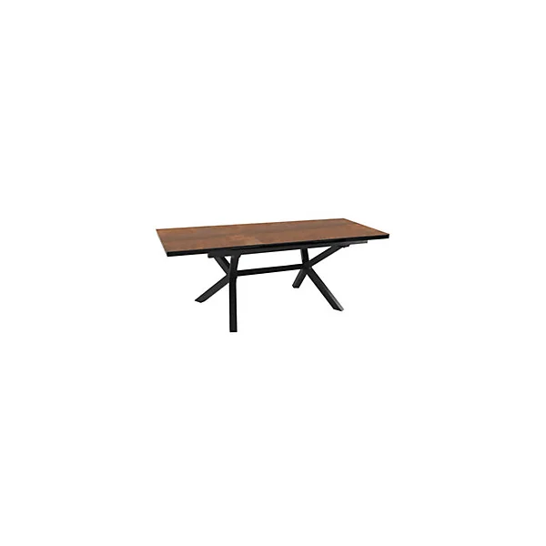 Table de jardin extensible Absolu Proloisirs céramique mat coloris Oxyde châssis graphite P.100 cm x L.180/240 cm x H.77 cm