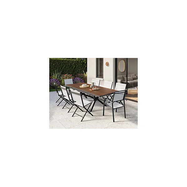 Table de jardin extensible Absolu Proloisirs céramique mat coloris Oxyde châssis graphite P.100 cm x L.180/240 cm x H.77 cm