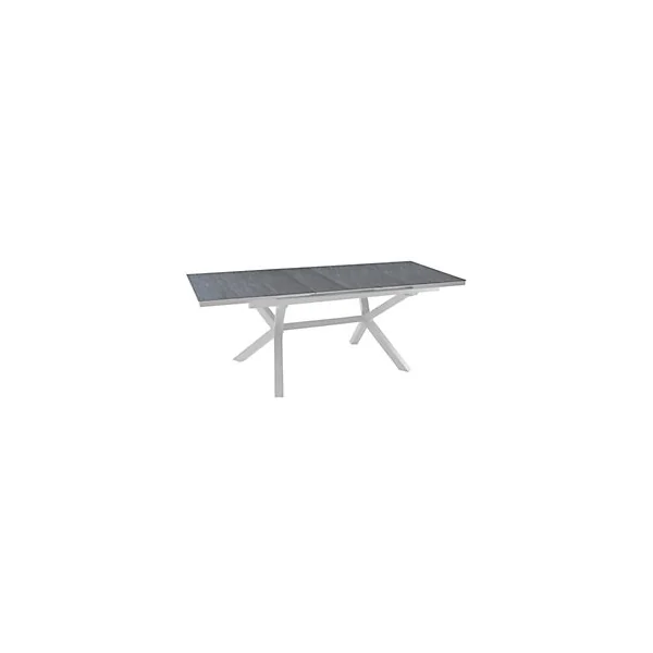 Table de jardin extensible Absolu Proloisirs HPL mat coloris Ardoise châssis blanc P.100 cm x L.180/240 cm x H.77 cm