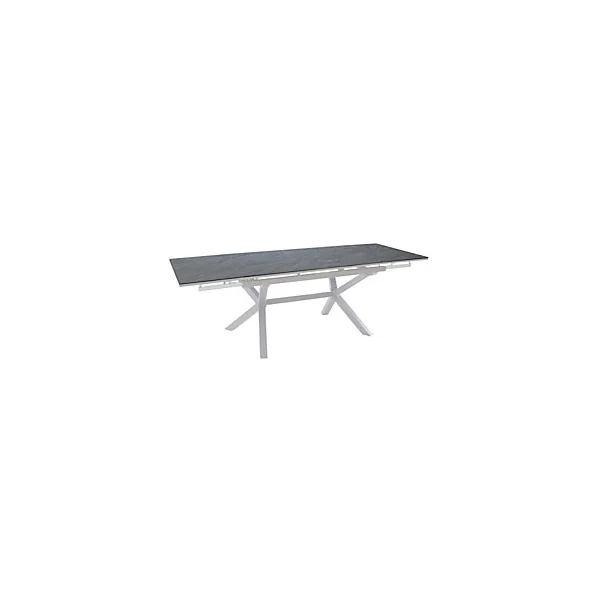 Table de jardin extensible Absolu Proloisirs HPL mat coloris Ardoise châssis blanc P.100 cm x L.180/280 cm x H.77.5 cm