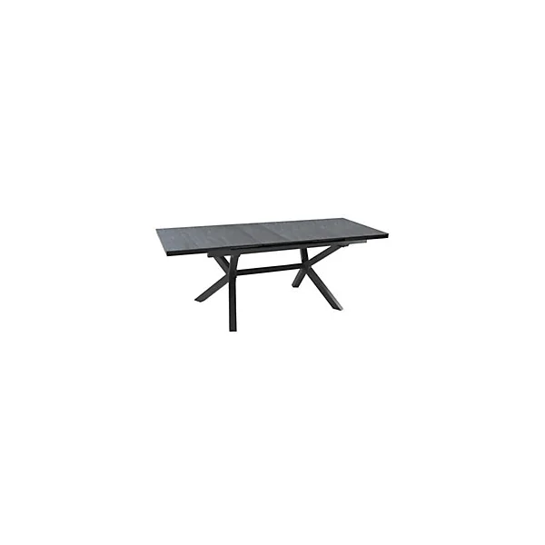 Table de jardin extensible Absolu Proloisirs HPL mat coloris Ardoise châssis graphite P.100 cm x L.180/240 cm x H.77 cm
