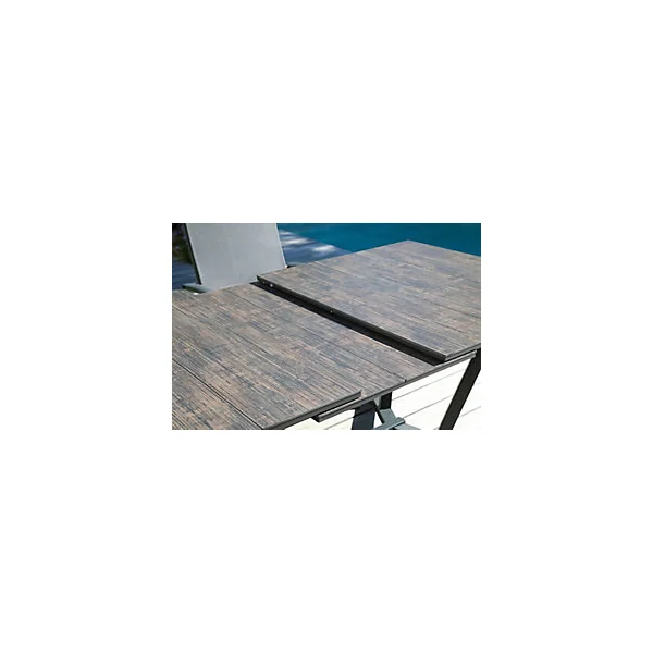 Table de jardin extensible Absolu Proloisirs HPL mat coloris Bambou châssis graphite P.100 cm x L.180/280 cm x H.77.5 cm
