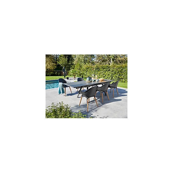 Table de jardin extensible Agra en aluminium coloris graphite L.150/250 x l.90 x H.74 cm