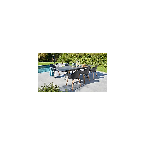Table de jardin extensible Agra en aluminium coloris graphite L.150/250 x l.90 x H.74 cm