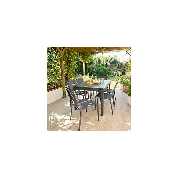 Table de jardin extensible aluminium gris anthracite L.135/270 x l.90 x H.75 cm