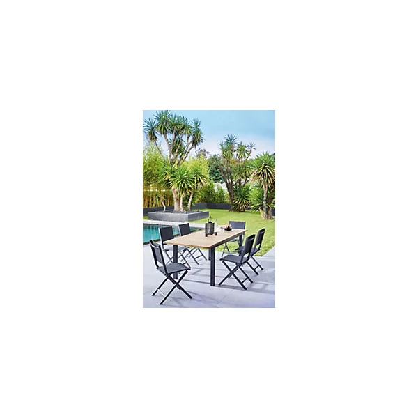Table de jardin extensible Balito en aluminium et bois d'acacia L.160/220 x l.90 x H.74 cm Proloisirs