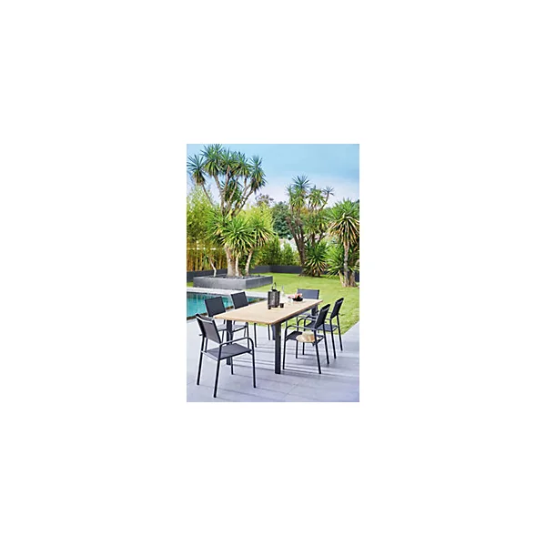 Table de jardin extensible Balito en aluminium et bois d'acacia L.160/220 x l.90 x H.74 cm Proloisirs