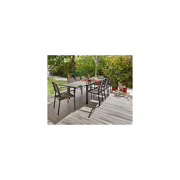 Table de jardin extensible Baru grise 200/300 x 100 cm